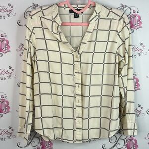 Primark button down shirt long sleeve Beige Checkered Button Down Shirt black